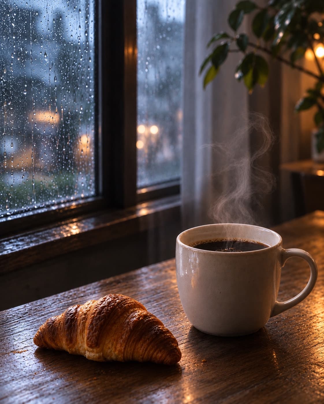 朝のコーヒーを雨の日へ